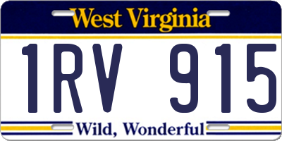 WV license plate 1RV915