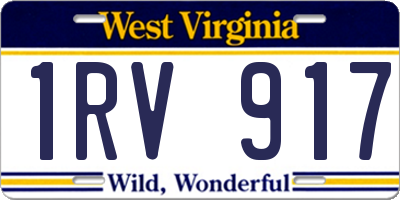 WV license plate 1RV917