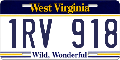 WV license plate 1RV918