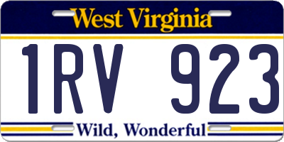 WV license plate 1RV923