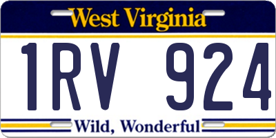 WV license plate 1RV924