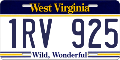 WV license plate 1RV925