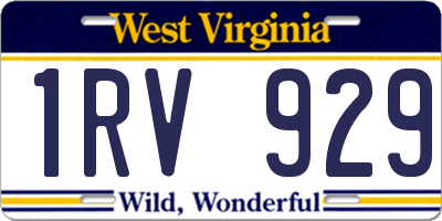 WV license plate 1RV929