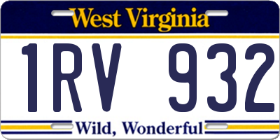 WV license plate 1RV932