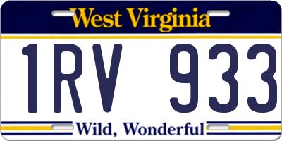 WV license plate 1RV933