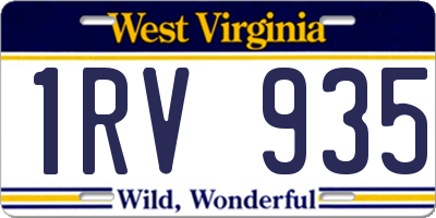WV license plate 1RV935