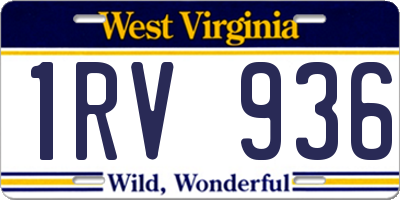 WV license plate 1RV936