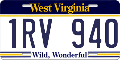 WV license plate 1RV940
