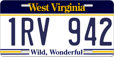 WV license plate 1RV942