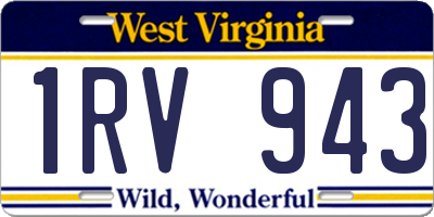 WV license plate 1RV943