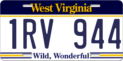 WV license plate 1RV944