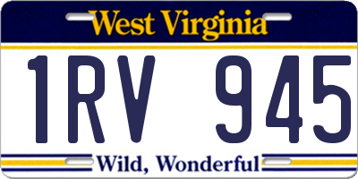WV license plate 1RV945
