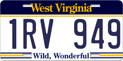 WV license plate 1RV949