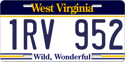 WV license plate 1RV952