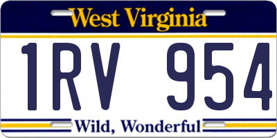 WV license plate 1RV954