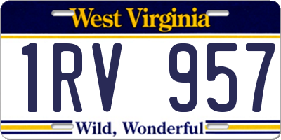 WV license plate 1RV957