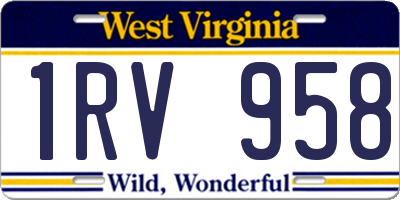 WV license plate 1RV958