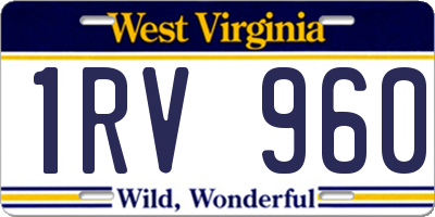 WV license plate 1RV960