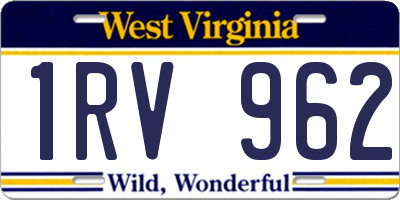 WV license plate 1RV962