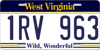 WV license plate 1RV963