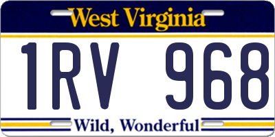 WV license plate 1RV968