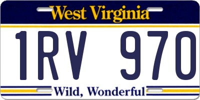 WV license plate 1RV970