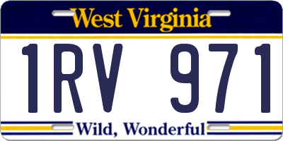 WV license plate 1RV971