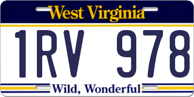 WV license plate 1RV978
