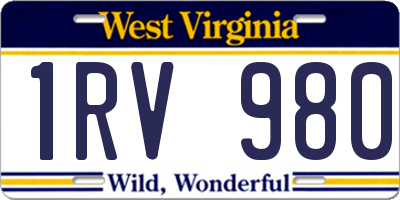 WV license plate 1RV980
