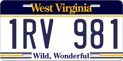 WV license plate 1RV981