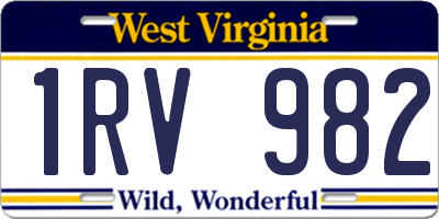 WV license plate 1RV982