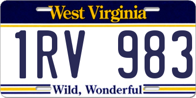 WV license plate 1RV983