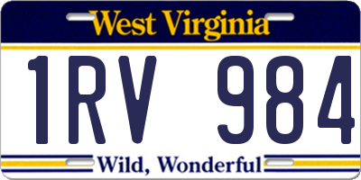 WV license plate 1RV984