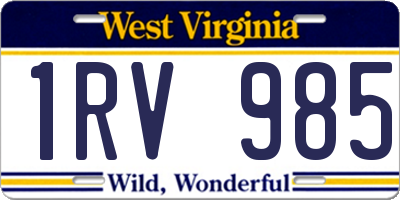 WV license plate 1RV985