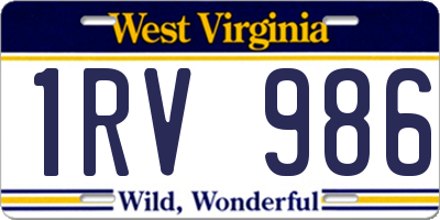 WV license plate 1RV986