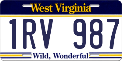 WV license plate 1RV987