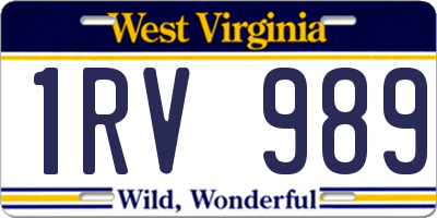 WV license plate 1RV989