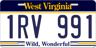 WV license plate 1RV991