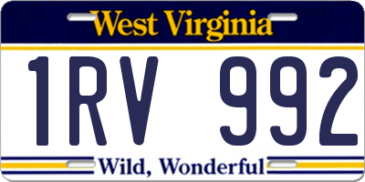 WV license plate 1RV992