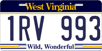 WV license plate 1RV993