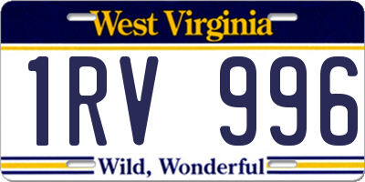 WV license plate 1RV996