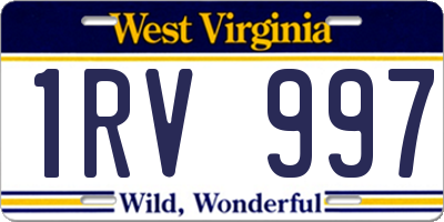 WV license plate 1RV997