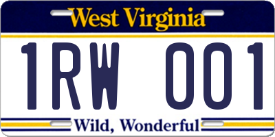 WV license plate 1RW001