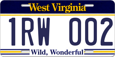 WV license plate 1RW002