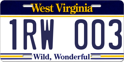 WV license plate 1RW003