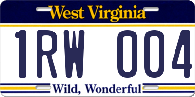 WV license plate 1RW004