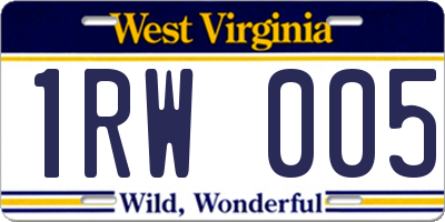 WV license plate 1RW005