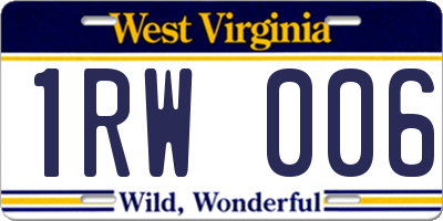 WV license plate 1RW006
