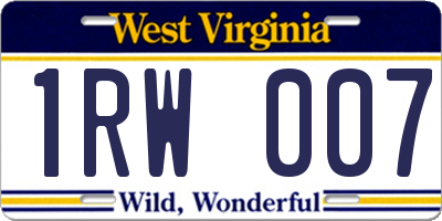 WV license plate 1RW007