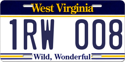 WV license plate 1RW008